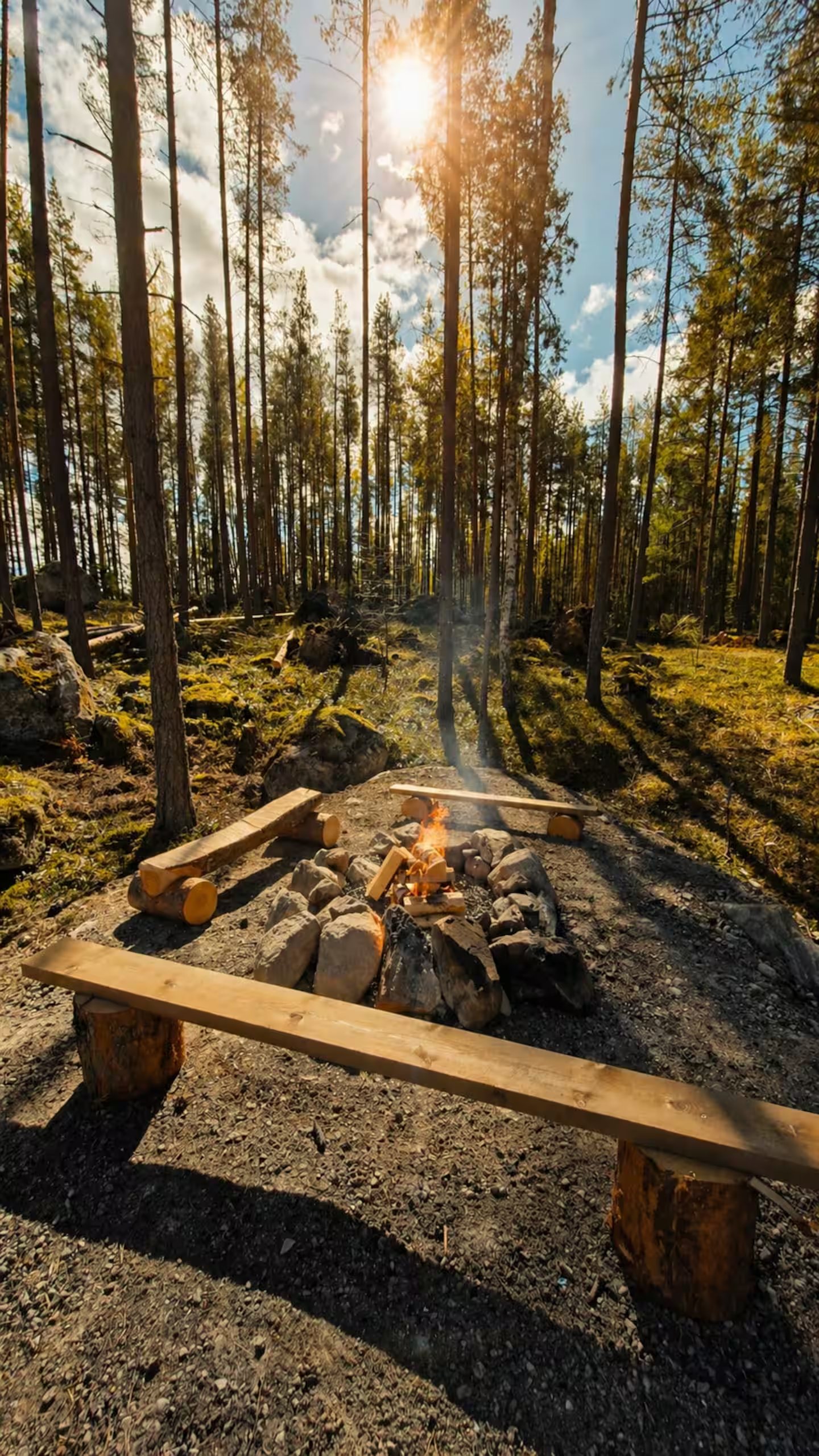 Forest campfire near Lake House Dalarna