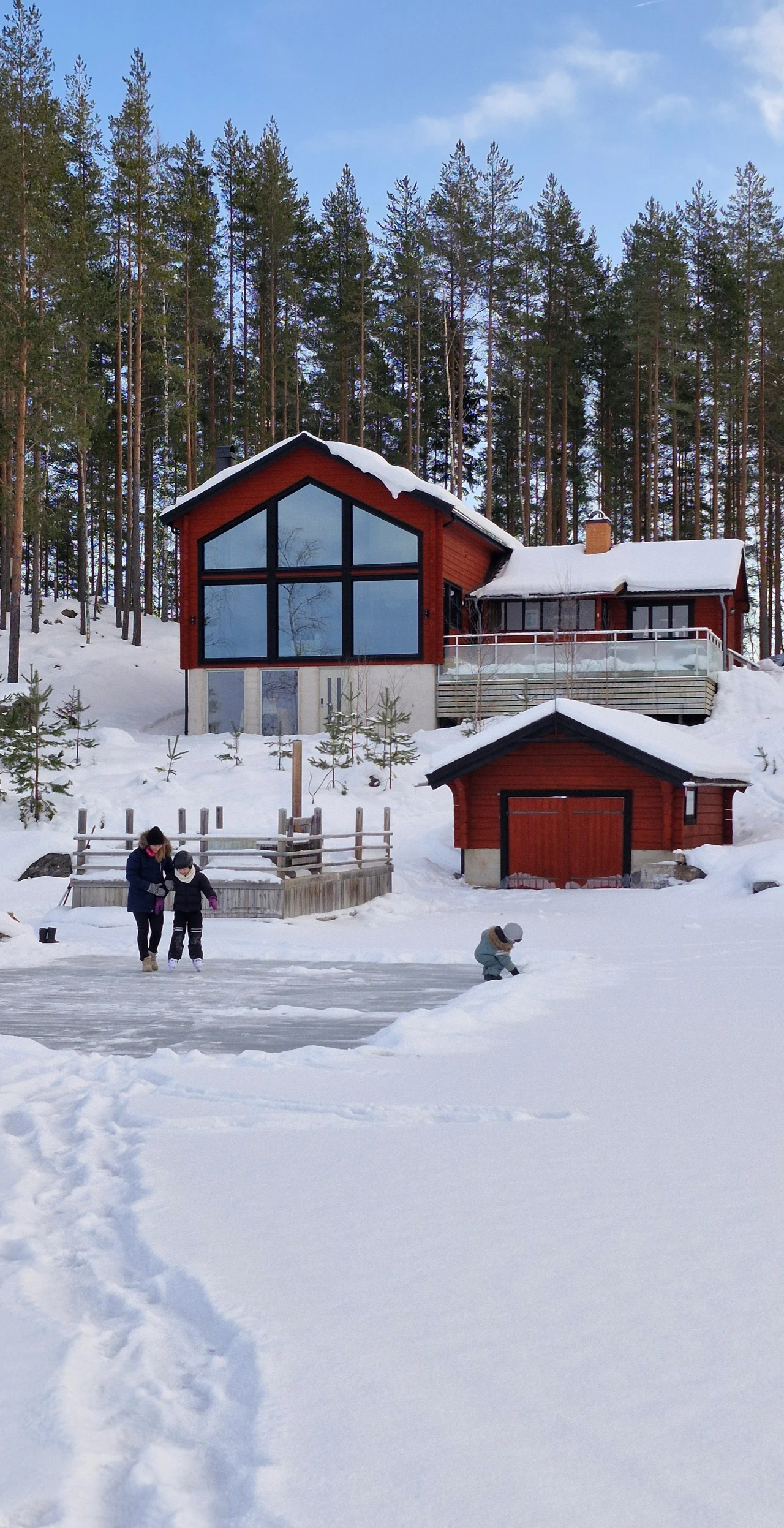 Lake House Dalarna from the frozen lake