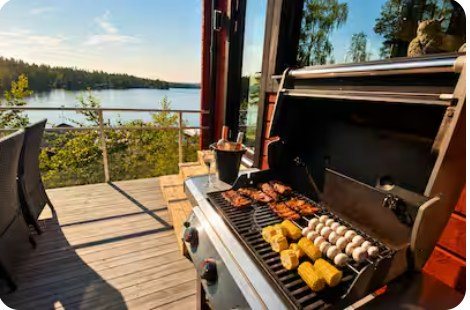 BBQ grill on the terrace by the lake